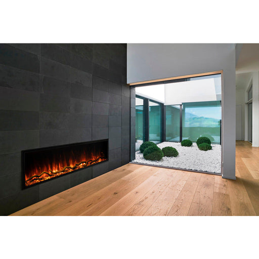 Landscape Pro Slim angled fireplace with modern design.